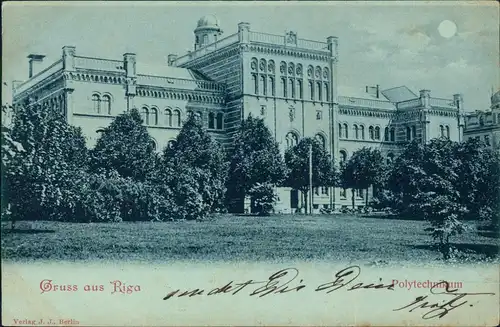 Postcard Riga Rīga Ри́га Polytechnikum Mondscheinlitho 1899