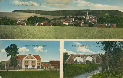 Ansichtskarte Nöbdenitz-Schmölln Stadt, Gasthof, Viadukt 1913
