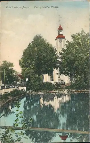 Postcard Poischwitz b. Jauer Paszowice b. Jawor Evangelische Kirche. 1911