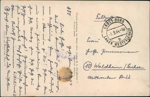 Dresden Luftbild  ALBRECHT SCHLÖSSER 1944 Walter Hahn: 4919 2. WK   Feldpost