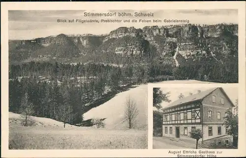 Stimmersdorf-Herrnskretschen Mezná Hřensko Prebischtor u. Gasthaus 2 Bild Böhmen 1910