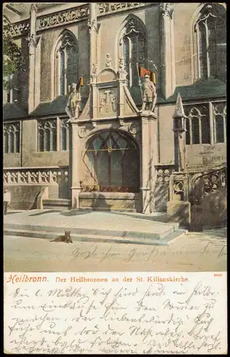 Ansichtskarte Heilbronn Der Heilbronnen an der St. Kilianskirche 1905