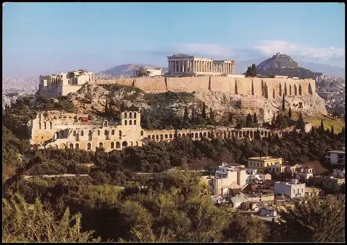 Postcard Athen Αθήνα Akropolis (Fernansicht) Stadt-Panorama 1990