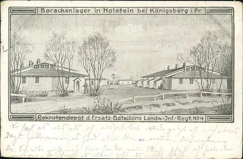 Königsberg (Ostpreußen) Калининград Barackenlager  Holstein 1916  gel Feldpost