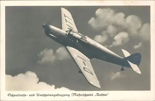 Schnellreise- und Umschulungsflugzeug Messerschmitt „Taifun“ Flugzeug Airplane Avion 1944  gel Feldpost WK2