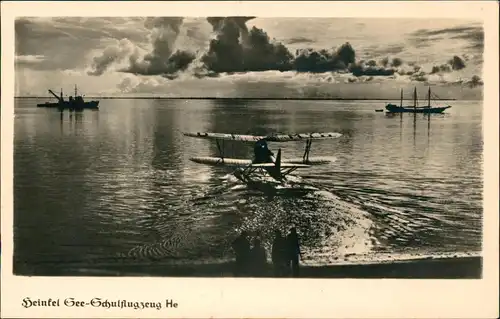 Flugzeug Airplane Avion Heinkel See-Schulflugzeug He 1941  gel. Feldpost WK2