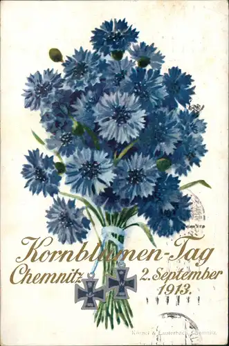 Ansichtskarte Chemnitz Patriotika 2. Sep. Kornblumentag 1913