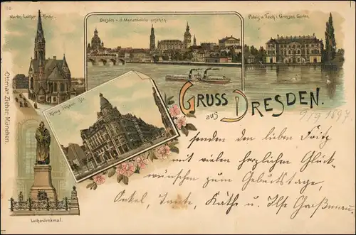 Ansichtskarte Litho AK Dresden Lutherkirche, König Johann Straße uvm 1897