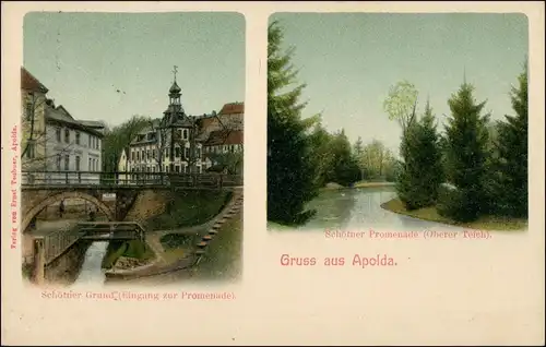 Ansichtskarte Apolda 2 Bild: Promenade Schötner Grund 1906