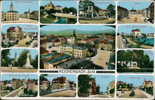 Reichenbach (Schlesien) Dzierżoniów MB: Stadt, Markt, Bahnhofstraße uvm 1914