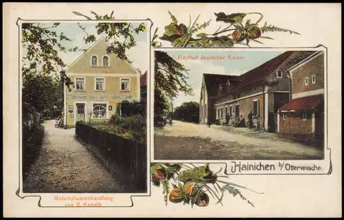 Otterwisch LK Leipzig 2 Bild Gasthof deutscher Kaiser, Materialhandlung 1916