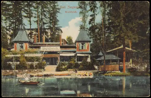 Postcard Bad Ziegenhals Głuchołazy Gaststätte Waldteich. 1913