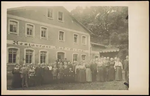 Ansichtskarte Grüna-Chemnitz Gruppenbild vor dem Restaurant 1923