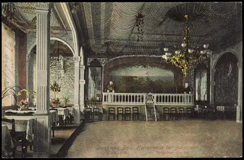 Ansichtskarte Burgstädt Park Herrenhaide Saal Park-Etablissement 1906