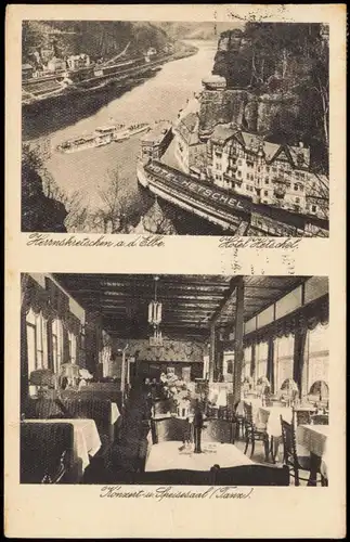 Postcard Herrnskretschen Hřensko Hotel Hetschel 1932