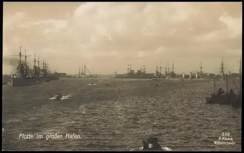 Ansichtskarte Wilhelmshaven Flotte im großen Hafen. Marine Fotokarte 1927