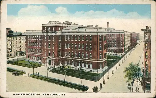 Postcard New York City HARLEM HOSPITAL, NEW YORK CITY 1910