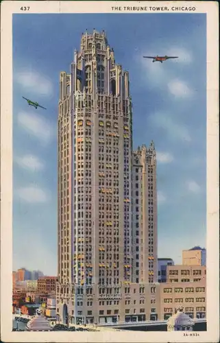 Postcard Chicago NEW TRIBUNE TOWER BUILDING 1930