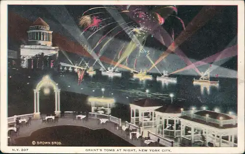 Postcard New York City GRANT'S TOMB AT NIGHT, NEW YORK CITY 1920