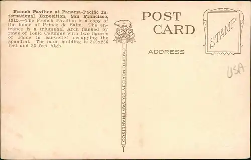 San Francisco French Pavilion Panama-Pacific Int. Exposition 1915