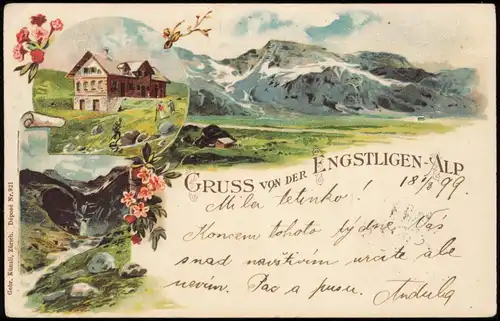Ansichtskarte Litho AK Adelboden Gruss von 3 Bild Engstligenalp 1899