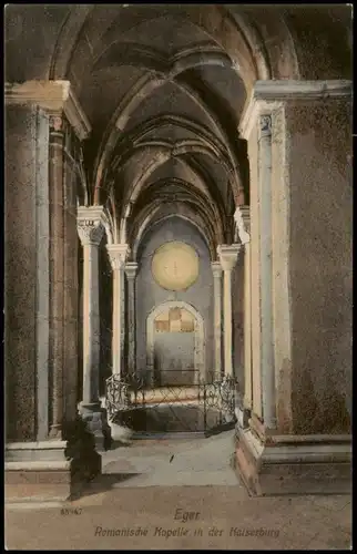 Postcard Eger Cheb Romanische Kapelle in der Kaiserburg 1910