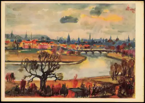 Künstlerkarte GERHARD STENGEL Dresden Malerei des sozialistischen Realismus 1966