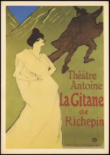 Künstlerkarte HENRI DE TOULOUSE-LAUTREC La Gitane de Richepin (Plakat) 1969