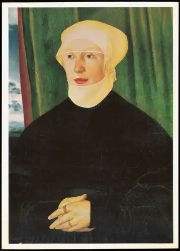 Künstlerkarte HANS MUELICH Die Frau des Andreas Ligsalz (1542) 1977