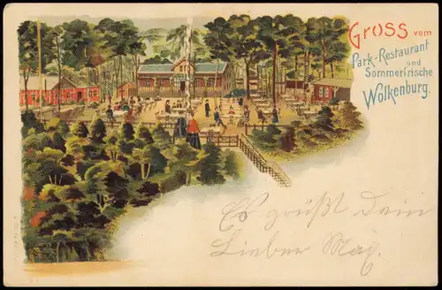 Litho AK Wolkenburg Limbach Oberfrohna Park Restaurant Sommerfrische 1904   B