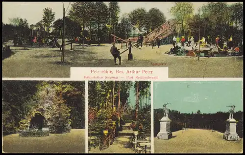 Siegmar-Chemnitz Mehrbild-AK Spielplatz Pelzmühle, Bes. Arthur Peter 1910