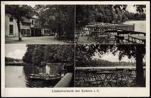 Kohren-Sahlis Mehrbild-AK Gasthaus Lokal Ausflugsort Lindenvorwerk 1940