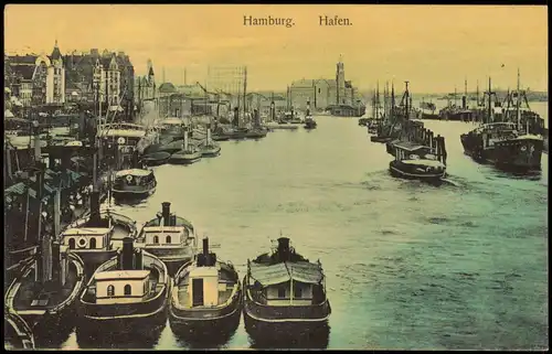 Ansichtskarte Hamburg Hafen Schiffe 1911