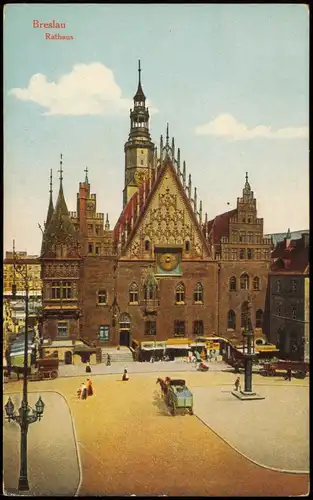 Postcard Breslau Wrocław Rathaus (Town Hall Building) 1910