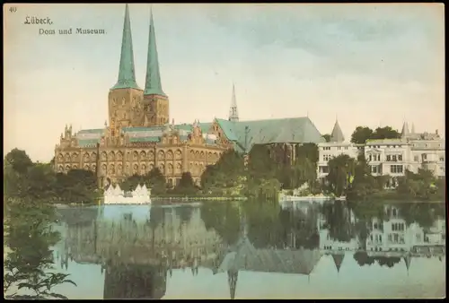 Ansichtskarte Lübeck Ortsansicht mit Dom und Museum 1910