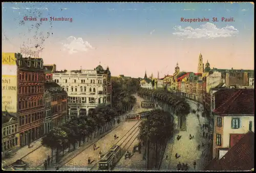 St. Pauli-Hamburg Reeperbahn St. Pauli aus der Vogelschau-Perspektive 1924