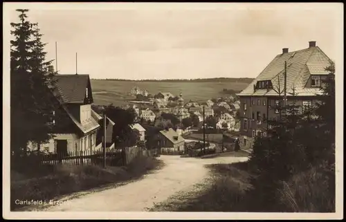 Carlsfeld-Eibenstock Ortsansicht, Straßen-Ansicht, Erzgebirge Panorama 1935