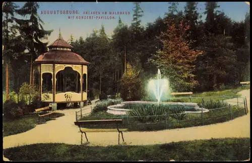 Augustusburg Erzgebirge ANLAGEN AM WALDHAUS MIT KONZERT-PAVILLON 1920