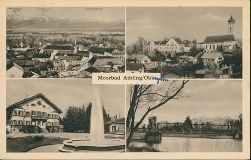 Ansichtskarte Bad Aibling Mehrbildkarte mit 4 Ortsansichten 1950