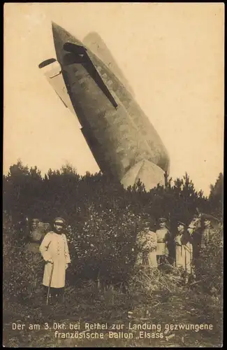 Rethel Landung französischer Ballon, Westfront 1. Weltkrieg Feldpostkarte 1915