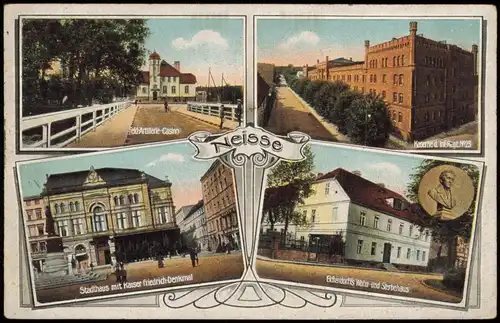 Neisse Neiße Nysa MB Artillerie-Casino, Kaserne, Eichendorff Wohnhaus 1923