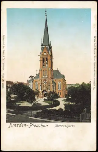 Ansichtskarte Pieschen-Dresden Markuskirche Markus-Kirche 1900