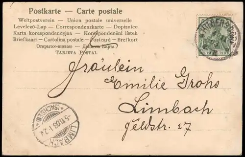 Trachten Typen Frau in Trachtenkleidung 1903   Limbach (Ankunftsstempel)