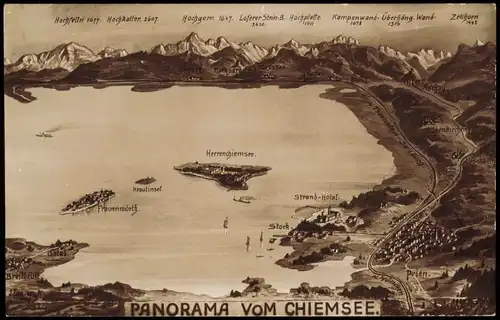 Chiemsee Chiemsee See Frauenwörth Herrenchiemsee Alpen Panorama 1910