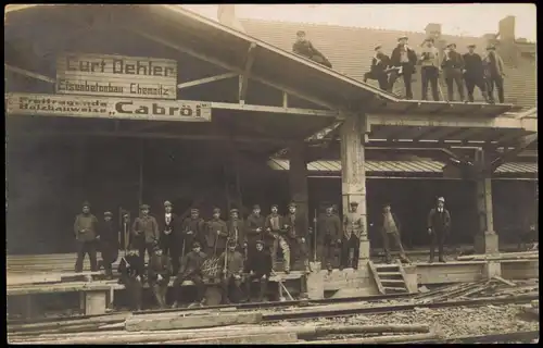 Ansichtskarte  Bahnhof im Bau Firma Curt Oehler Eisenbetonbau Chemnitz 1911