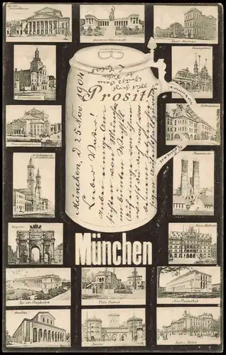 Ansichtskarte München Bierseidel Mehrbild AK Prosit 1904