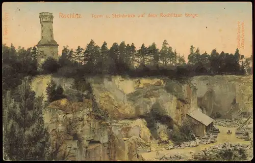 Ansichtskarte Rochlitz Turm u. Steinbruch auf dem Rochlitzer Berge 1910