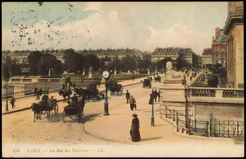 CPA Paris La Rue des Tuileries, Verkehr mit Kutschen 1910