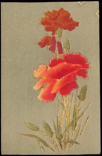Botanik Blumen Ornamente Mohnblume  1906 Goldrand/Prägekarte  gelaufen nach