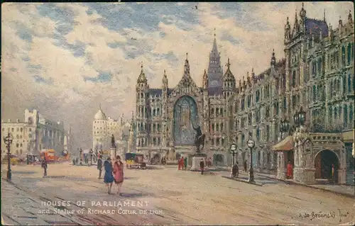 Postcard London Houses of Parliament Big Ben Künstlerkarte 1913